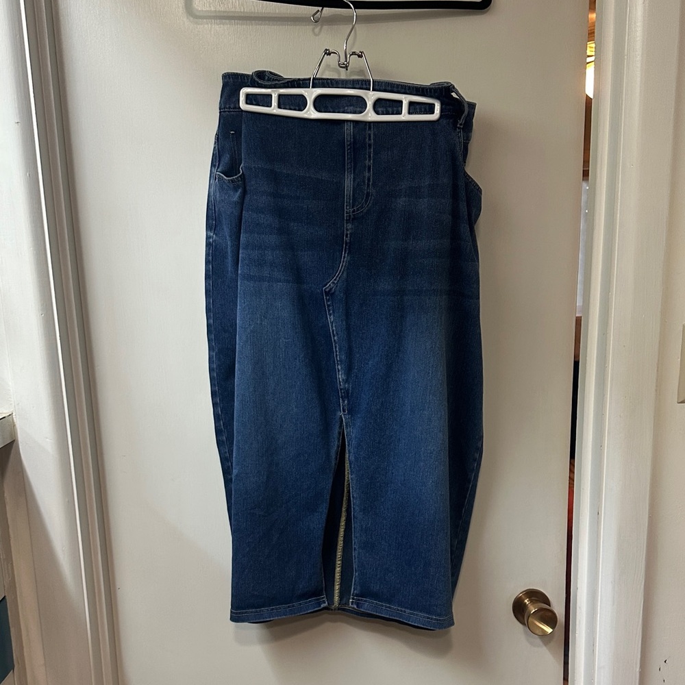 Blue Denim Midi Skirt